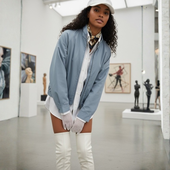 American Vintage Jackets & Blazers - Vintage London Fog Bomber Jacket Blue 80s Clean Girl Aesthetic M/L